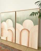 City of Arches Duo - Sage and Terracotta - Oak Colour Frame