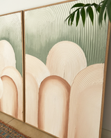 City of Arches Duo - Sage and Terracotta - Oak Colour Frame