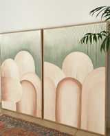 City of Arches Duo - Sage and Terracotta - Oak Colour Frame